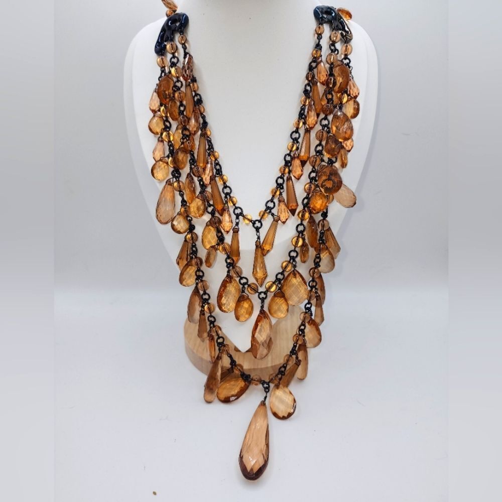 Joan Rivers 3 Row Sparkling Teardrops 26" Necklace w/ 3" extender NWOT